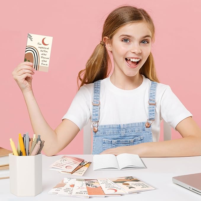 96 Set/192 Pcs Positive Affirmation Gift Set Gratitude Notebooks with Pens Small Bags Motivational Encouragement Notepads Daily Affirmations Journal for Women Stress Relief Self Care (Rainbow)