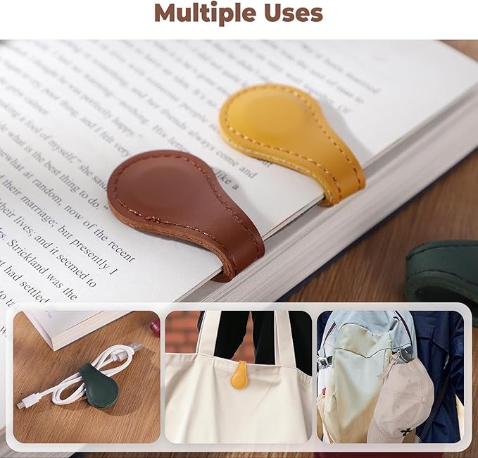 Artlaza Personalized Magnetic Leather Bookmark, 26 Letters Custom Leather Bookmarks, Handmade, Leather Magnetic Bookmark for Book Lovers Readers Women Kid(Green，Z）