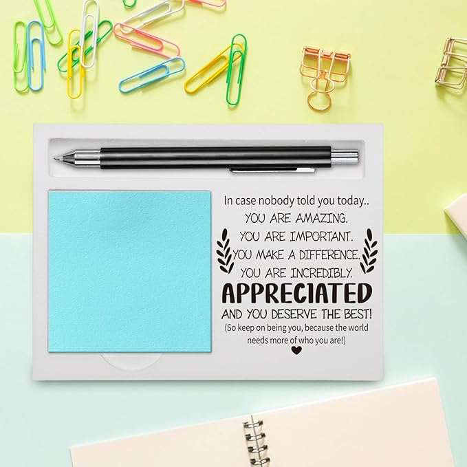 Appreciation Sticky Note Holder, Inspirational Thank You Appreciation Quote Gifts for Leader Boss Women Mentor Coach Manager Employee Coworker Self-Stick Note Pad Holders YBB02