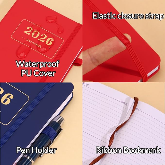 Customizable 2026 Daily Planner - Add Your Design/Logo/Text/Photo, Day a Page Personalized Journal with Multiple Colors Hardcover, Custom Agenda Book for Productivity & Organization, Blue