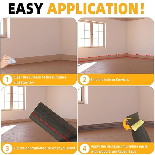 GSCIT Club Wood Grain Repair Tape, 2.4 inch X 15ft Self Adhesive Black Walnut Grain Repair Patch for Tables, Chairs, Baseboards, Doors, Windows, Floors, Handicraft DIY.