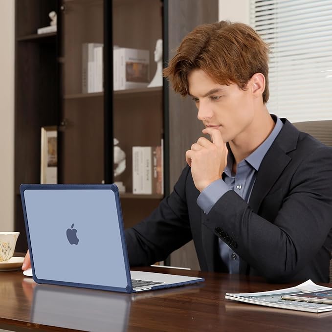 MOSISO Compatible with MacBook Pro 13 inch Case M2 2025-2016 A2338 M1 A2251 A2289 A2159 A1989 A1708 A1706, Anti-Cracking Heavy Duty Plastic TPU Bumper Hard Case&Keyboard Skin&Screen Film, Haze Blue