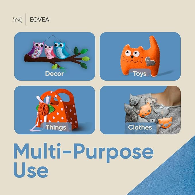 EOVEA | Acrylic Felt Fabric by The Yard - Non-Stiff, Soft Material - 72" Wide - 1.6mm Thick Felt Sheets for DIY Crafts, Sewing, Upholstery, Cushion, Padding(Baby Blue, Half Yard)