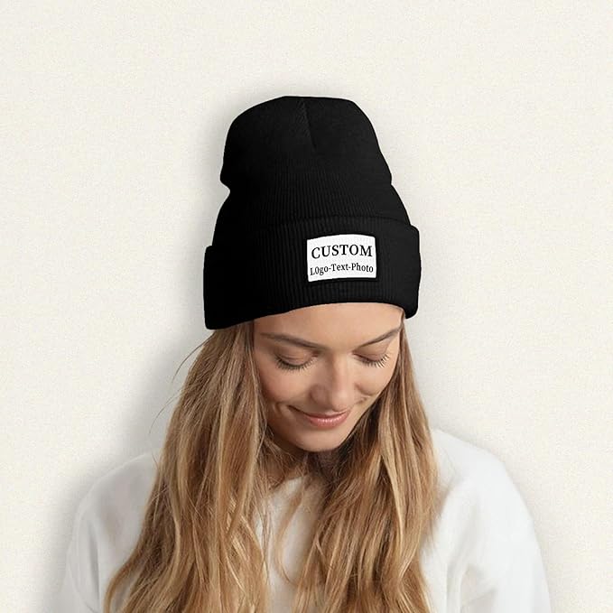 Custom Beanie for Men Women Bulk Custom Winter Hat Beanies with Logo Text Image Personalized Knit Hats Gifts for Business