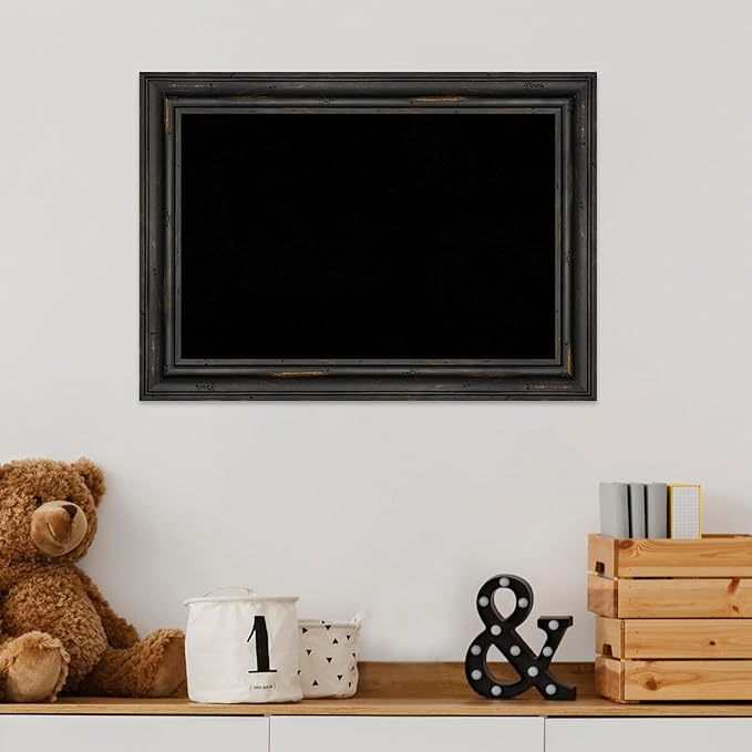 Amanti Art Black Cork Board for Wall, 15x21 Vision Board with Black Wood Frame, Small Corkboard Office Decor for Home Organization, Country Rustic Corkboard Pinboard to Display Items for Home