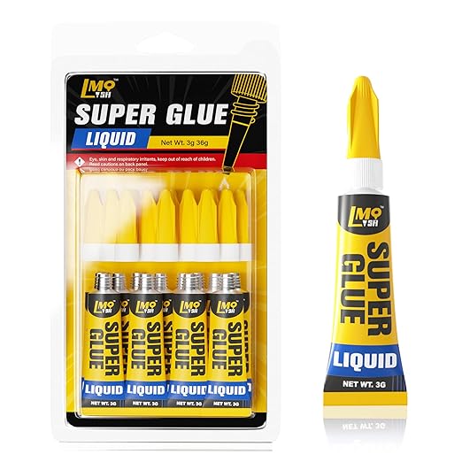 12×3g Mini Super Glue Clear Liquid, All Purpose Single Use Superglue Heavy Duty Strong for Plastic Ceramic Glass Metal Repair, Instant Cyanoacrylate Adhesive Bonding Wood Miniatures 3D Print