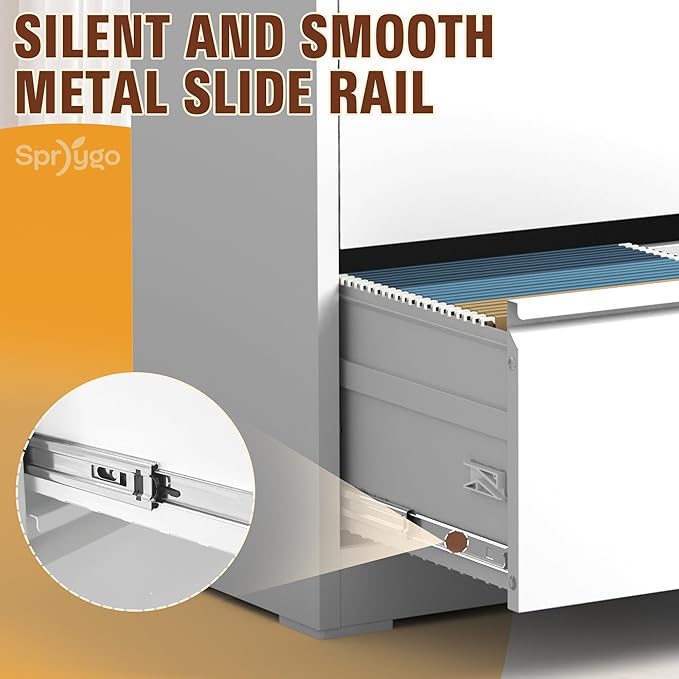 2-Drawer Lateral File Cabinet with Lock, Black Metal Filing Cabinet for Office or Home – Secure Storage for Letter/Legal/A4/F4 Documents, Easy to Assemble Locking File Organizer (White, 2 Drawer-28"H)