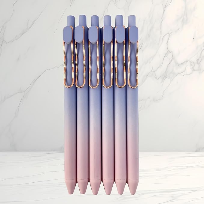 Fengtaiyuan Lan05, Stylish Gradient Color Pen, Black Ink, 0.5mm Extra Fine, Gel Ink Rollerball Pens, Writting Smooth, Rubber Spray (Lan05)