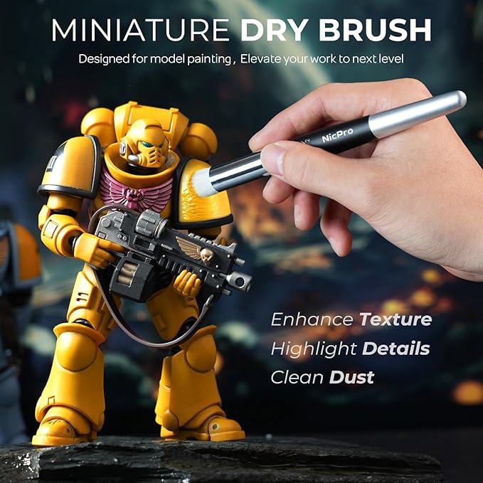 Nicpro Miniature Paint Brushes Drybrush - 31PCS Model Paint Brush Set for Acrylic Oil Watercolor, Detail Paint Brush Dry Brush for Model, Miniature Painting, Paint by Numbers, Craft - with Container