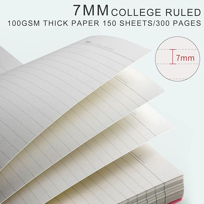 AHGXG Spiral Notebook - A5 Notebook College Ruled, Small 5.7" X 8.22", 300 Pages Thick Notebook Journal, 100GSM Lined Paper, Plastic Hardcover, for Work Office School Writing Notes, Lake Blue