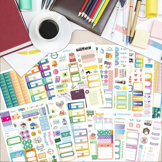 1700+ Planner Stickers Book, 24 Sheets Waterproof Repositionable Stickers for Journal, Bullet Planner, Scrapbook & Calendar, Functional Decorative Sticker Set & Gift (Seasonal Plants)