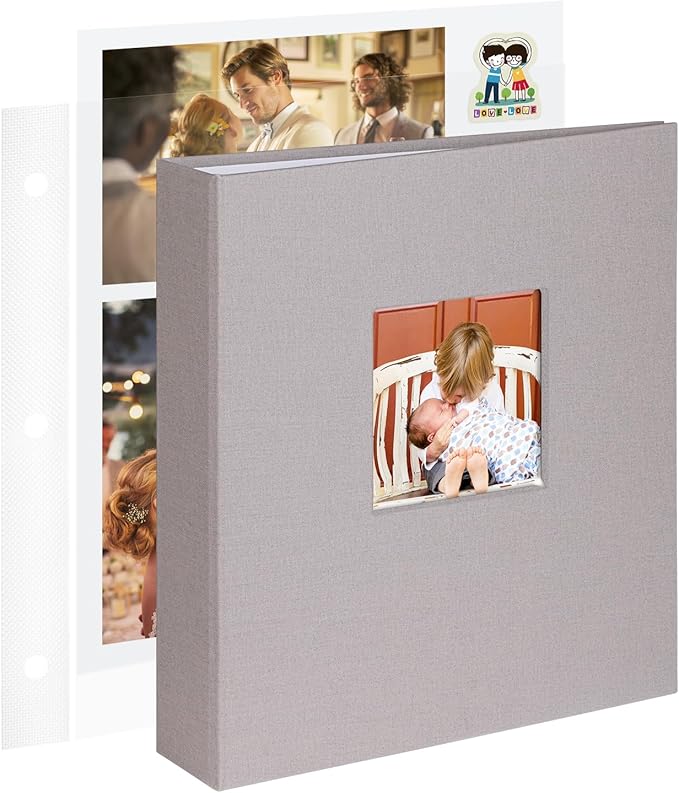 8.5x11 Inch Large 3 Ring DIY Scrapbook Photo Album with 30 Plastic Sleeves 60 Pages Blank Scrapbooks, 8.5 x 11 Scrap Book Albums for Baby Travel Wedding Graduation kids (Light Gray)