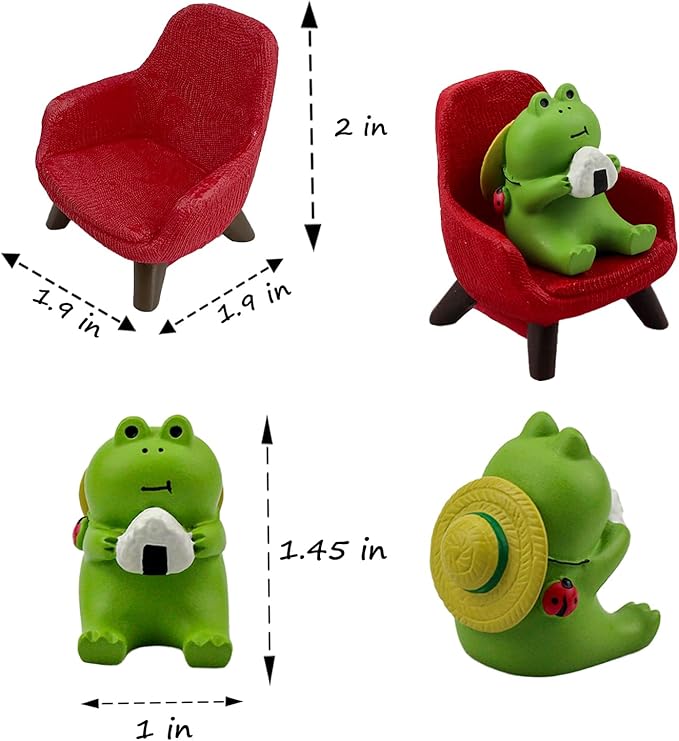 Miniature Frogs - Cute Frog Sculptures for Outdoor Fairy Garden, Desk Decor & Plant Shelf