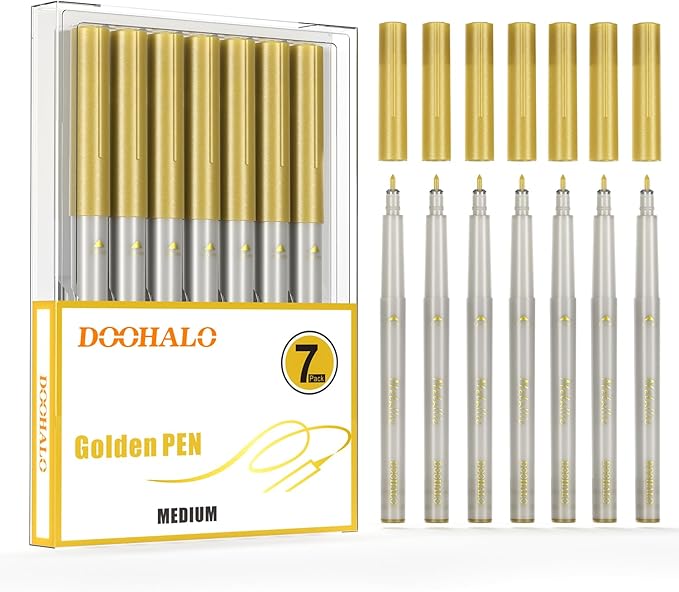 DOOHALO Metallic Pens Gold Silver Marker Compatible with Cricut 3/Maker/Explore 3/Air 2/Air Machine 1.0 Medium Point Tips for Drawing Writing