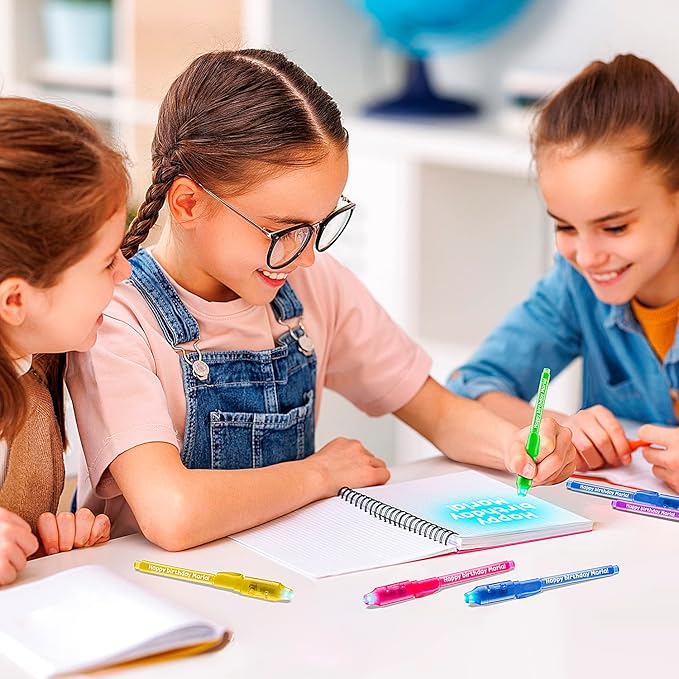 Personalized Invisible Disappearing Ink Pen Marker Pack, Custom Secret Spy Message Writer with UV Light, Fun for Kids Party Favors Gifts and Stock Stuffers, 24 Pack, Assorted