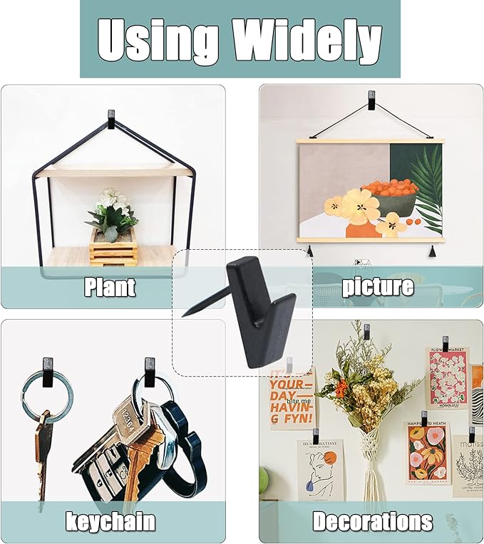 30 PCS Picture Hanging Nails Hooks, Push Pins Thumbtacks for Wall, Wall Hooks Picture Hangers, Renter Freindly Decor Small Nails for Hanging Pictures Tapestry Frame Art