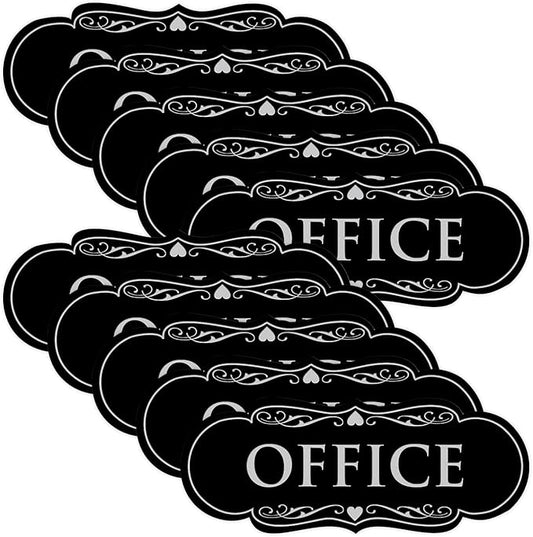 All Quality Designer Office Sign | Easy Installation - Silver - Medium (10 Pack)