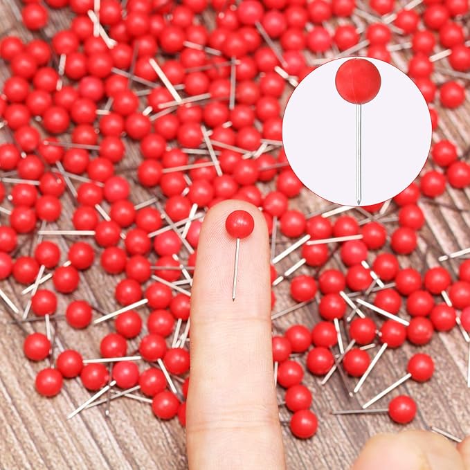 Map Tacks Push Pins Small Size 300 Packs (Red, 1/5 Inch)