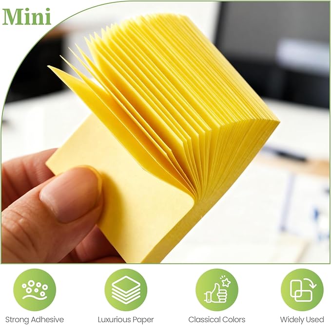 (40 Pads) Sticky Notes 1.5x2 in,Classic Yellow Post Self Stick Pad Its, Clean Removal Sticky Pads Bulk for Office, Home, School,Teachers, Meeting, Notebooks