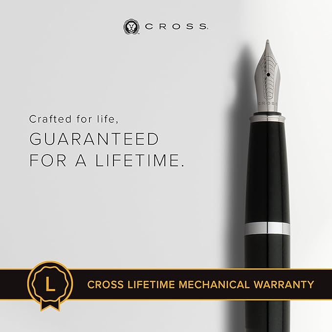 Cross Bailey Refillable Fountain Presented in a Premium Gift Box - Medium Point, Black Ink, Black