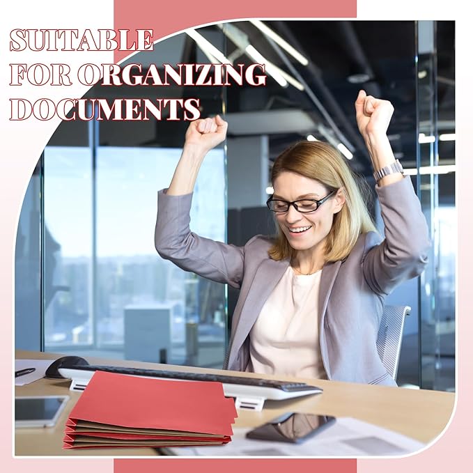 Skyygemm 36 Pcs Classification Folders Letter Size, 2 Pocket Dividers Pressboard File Folder with Fasteners, Expanding File Organizer Bulk for Teachers, Clergy, Office, Church, Christmas (Red)