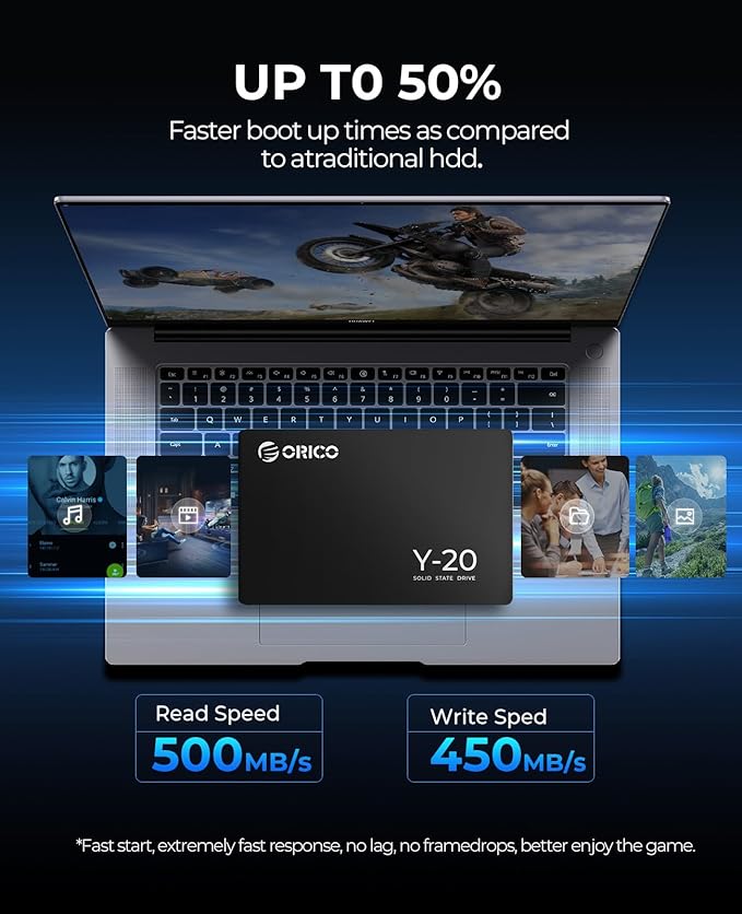 ORICO 4TB SATA SSD 2.5 Inch Internal Solid State Drive, Read Speed up to 500MB/s, SATA III 6Gbps for Desktop Laptop NAS DIY External Drive - Y20