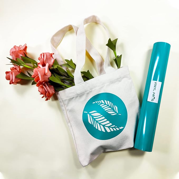 VINYL FROG Teal Heat Transfer Vinyl Roll 12" x12ft Aqua HTV Iron On Vinyl for T-Shirts Garments Bags and Other Fabrics