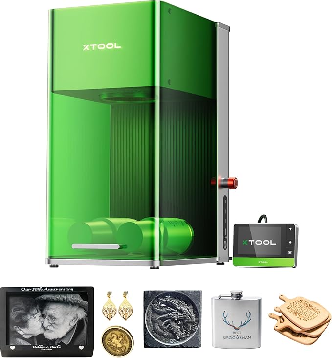 xTool F1 Ultra 20W Fiber & Diode Dual Laser Engraver, 10000mm/s Ultra Fast Laser Engraver and Cutter Machine for Jewelry, Metal, Wood, 16MP Smart Camera, Auto Streamline, 3D Engraving Machine