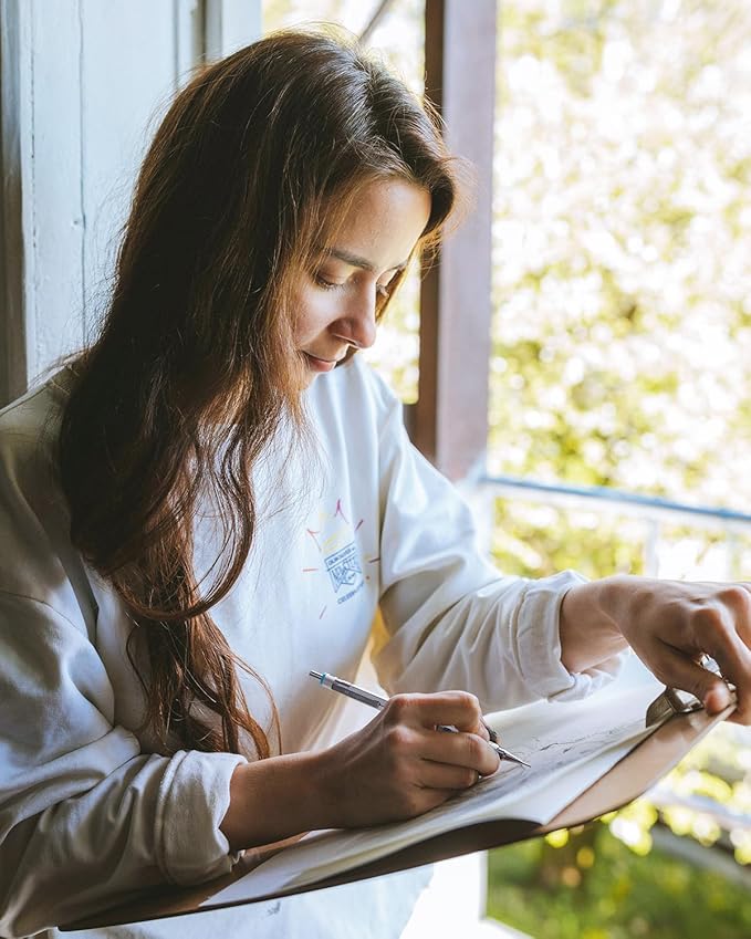 Nicpro Blocky Gear 0.7 mm Mechanical Pencils Set in Case, Metal Pencil with Lead Refills, Eraser for Professional & Adult Art Writing Drafting Drawing