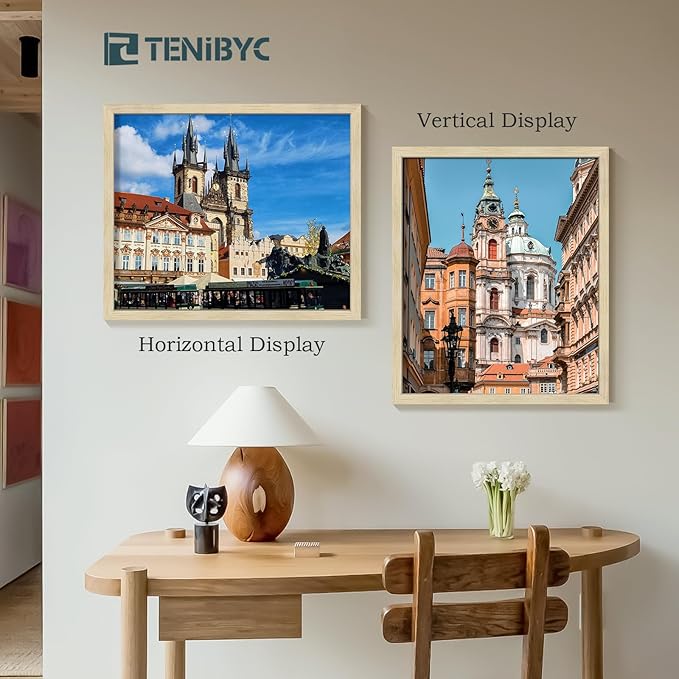 20x24 Picture Frames Set - 3 Pack - Natural Oak Wood - Display Wall Posters, Gallery Displays, Large Photos & Puzzles - Wall Decor