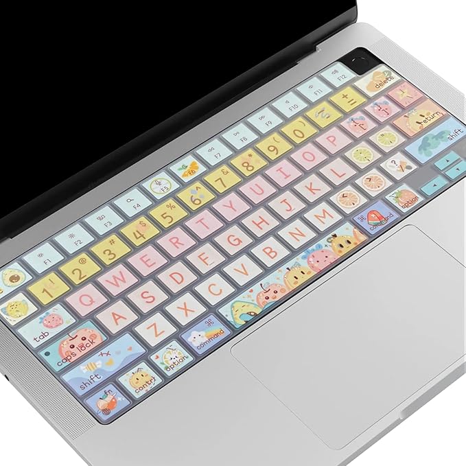 Keyboard Cover Skin for 2021-2024 MacBook Pro 14/16 (A2442 A2485 A3112 A3401 A3403 A2992 A2779 A2780 A2991 A2918 M1/M2/M3 M4) &MacBook Air 13.6''/15'' (A2681 A3113 A2941 A3114),Cute Fruits