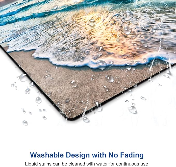 Beach Sunset Washable Square Waterproof Cute Gaming Office Laptop Mousepad - Non-Slip Rubber Computer Mouse Pad for Wireless Mouse, Personalized for Desk