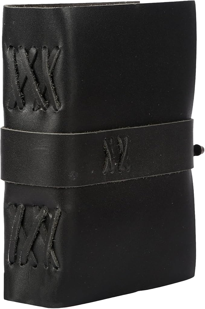 Vintage Leather Journal Handmade Buffalo Non-Refillable Deckle Edge Paper – Leather Bound Journal for Women, Men C-Lock Closure Ideal for Writing & Travel for Artists (Black)