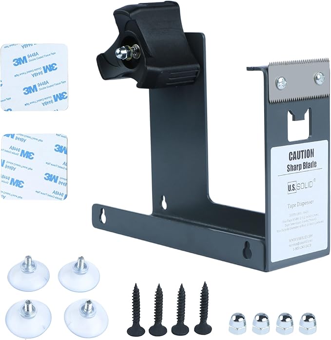 U.S. Solid Iron Desktop Tape Dispenser - 2.5 Inch Wide, 3 Inch Core, 3 Mounting Options, Extremely Durable