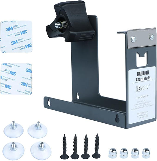 U.S. Solid Iron Desktop Tape Dispenser - 2.5 Inch Wide, 3 Inch Core, 3 Mounting Options, Extremely Durable