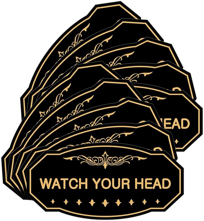 Signs ByLITA Victorian Watch Your Head Sign (Black Gold) - Large 10 Pack
