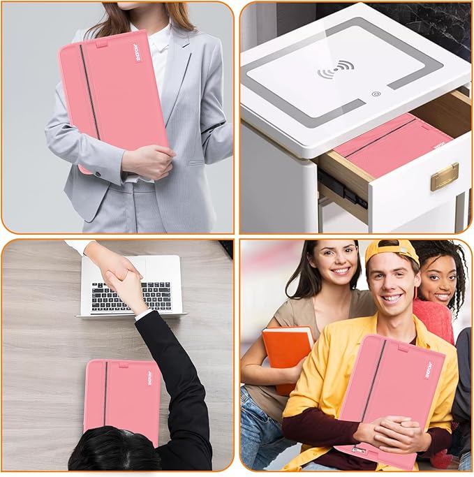 ENGPOW Accordion File Organizer,Fireproof 13 Pockets Expanding File Folder,Document Organizer Folder with Zipper＆Labels,Portable Home Travel Safe Storage for Letter A4 Files and More,Pink