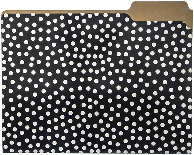 Graphique Designer Black, White, and Gold Polka Dots File Folders | Set of 9 (3 Designs) | Letter Size Organizers | Decorative Office Supplies | Durable Coated Cardstock | 1/3-Cut Tabs
