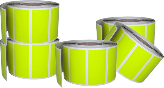 Small Color Coding Sticker Roll 1.57" x 0.75", 5 Rolls- 2500-Pack, Rectangular Organizing Labels 40mmx19mm (Neon Yellow) by Royal Green