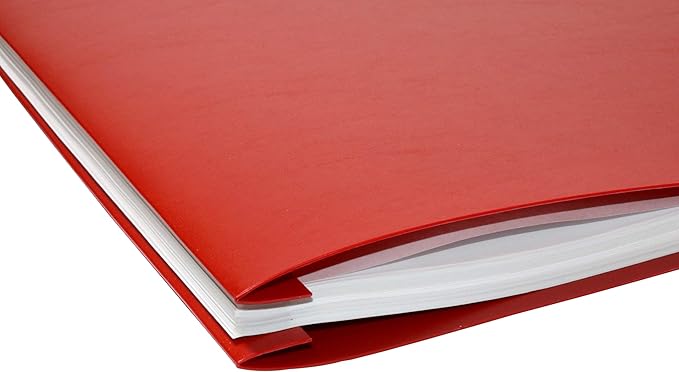 11x17 Report Cover Pressboard Binder Poly Panels Includes Fold-Over Metal Fasteners Red Package of 6