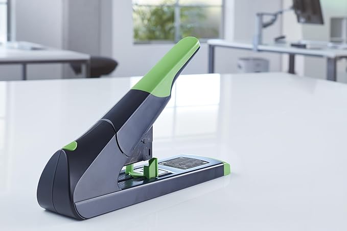 Novus B50 re+New Heavy Duty Stapler, 140 Sheet Capacity, Made of 81% Recycled Plastic, German Engineered, Adjustable Guide, 25 Yr. Warranty, Black (023-0065)