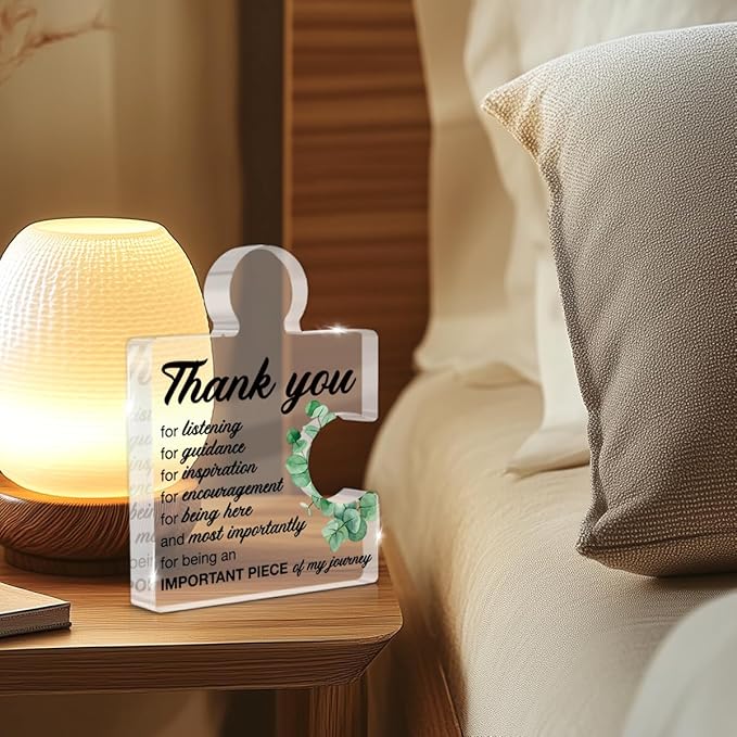 Thank You Gifts for Women Teacher Appreciation Gifts Thankful Sign for Coworkers Mentor Boss Supervisor Principal Therapist Acrylic Puzzle Piece Office Desk Decor