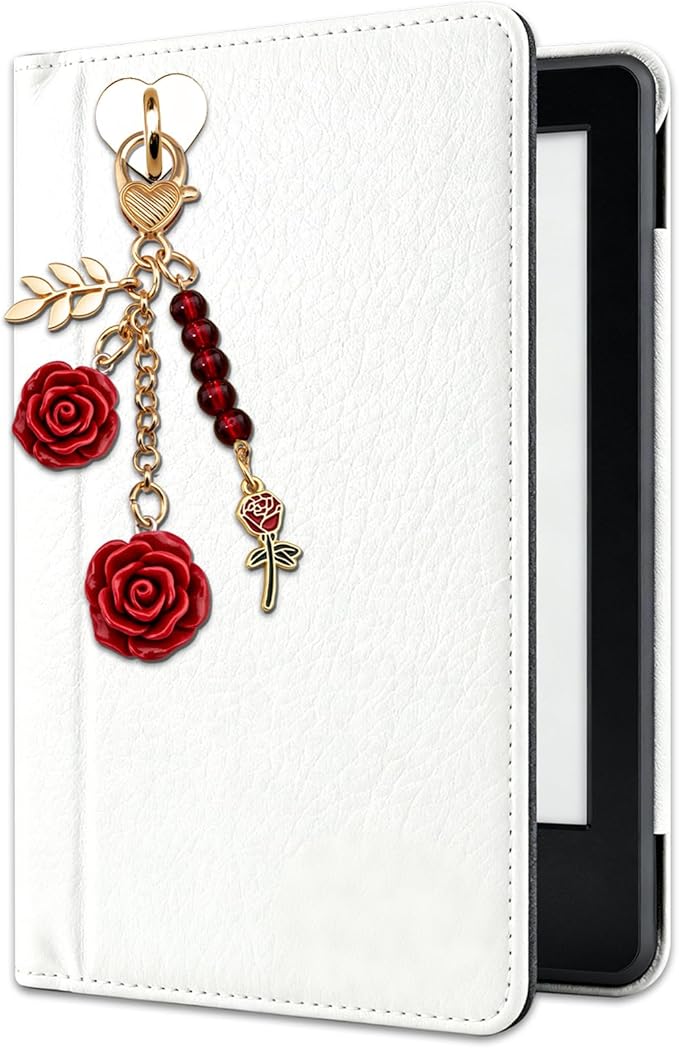 Rose Purse Charms Cute Flower Keychain With Heart Sticker Charm Chain For Kindle Colorful Bag Charms For Handbags