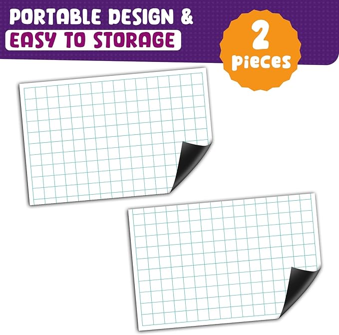 KIKIGOAL 21.5"x17" Magnetic Draw and Write Paper,Dry Erase Handwriting Lined Paper for Classroom Whiteboard, Writing Chart Page Teacher Must Have Homeschool Teaching Supplies (Graph)