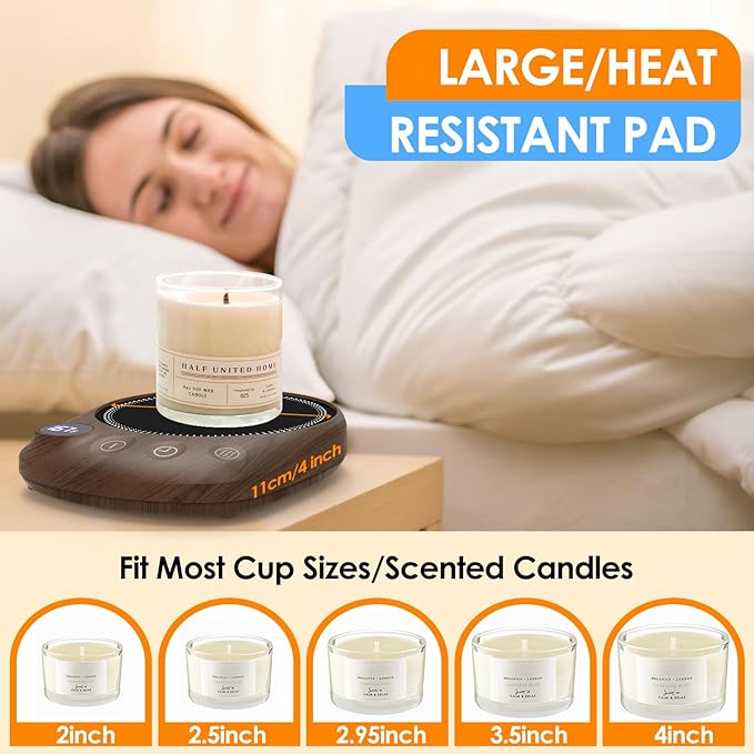 Coffee Mug Warmer - Fastest Heating & Highest Temperature, Coffee Cup Warmer for Desk Auto Shut Off, 4 Temp Settings & 1-12H Timer, Smart Electric Beverage Warmer for Coffee, Tea (Wood)