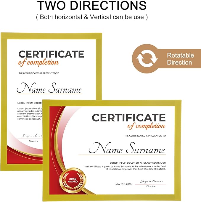 uxcell 2 Pcs Magnetic Sign Holder, 8.3" x 11.7" Self-Adhesive Magnetic Wall Signs Holder Magnetic Picture Frame Document Holder for Home Office Wall Window Displays, Yellow