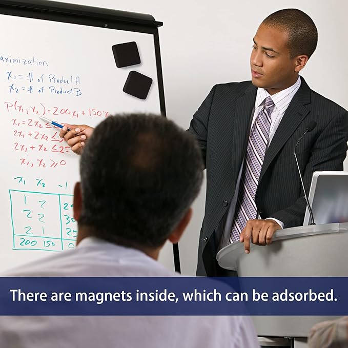 Dry Erase Erasers, Eeoyu 40 Pack Magnetic Whiteboard Dry Erasers Chalkboard Cleaner Wiper for Kids and Classroom Teacher Supplies Home and Office, Black