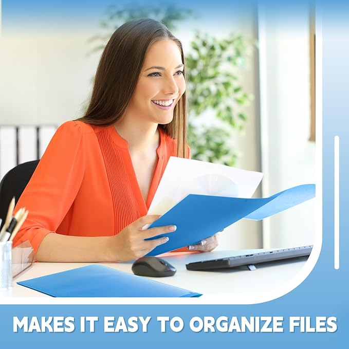 Henoyso 200 Pcs Plastic Folders with Clear Front Pockets Bulk Heavy Duty File Folders with 2 Pockets and Card Slot for Student Teacher Back to School Supplies Office Presentation (Blue)