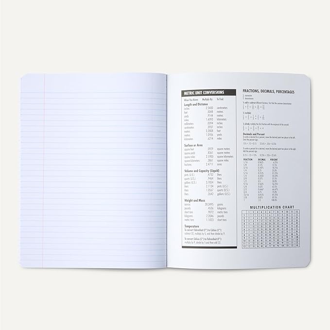 Amazon Basics Composition Notebook, College Ruled, 100 Sheets, 9.75" x 7.5", 4 pack, Marble Black