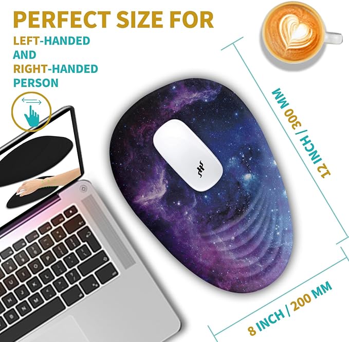 Hokafenle Ergonomic Mouse Pad Wrist Support with Stepped-Wedge Design, Wrist Rest Pain Relief Mousepad Filled with Memory Foam, Carpal Tunnel Mousepad for Wireless Mouse(12x8 inch, Galaxy)